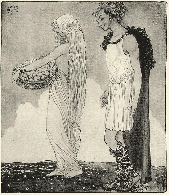 Loki and Idun, 1911 by John Bauer, Illustration from ‘Our Fathers’ Godsaga’ by Viktor Rydberg