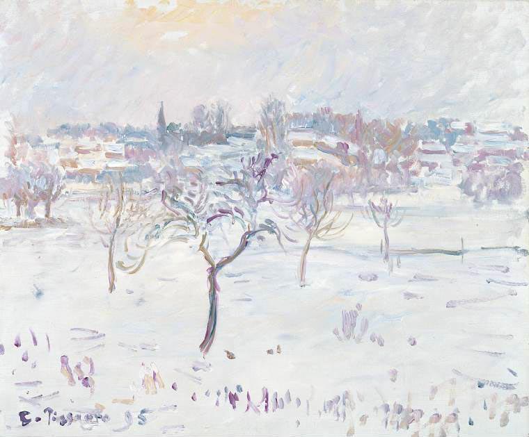 Camille Pissarro (1830-1903) - Snowy landscape at Éragny with an apple tree (1895). The Fitzwilliam Museum, Cambridge.
