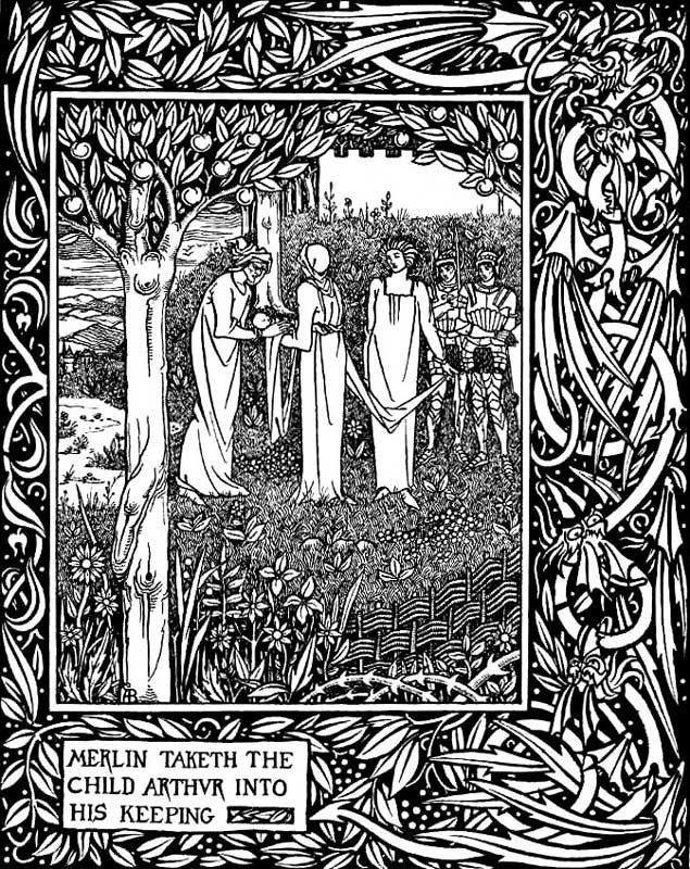 Aubrey Beardsley - Merlin taketh the child Arthur into his keeping in Le Morte D’Arthur by Sir Thomas Malory, published by Dent 1893