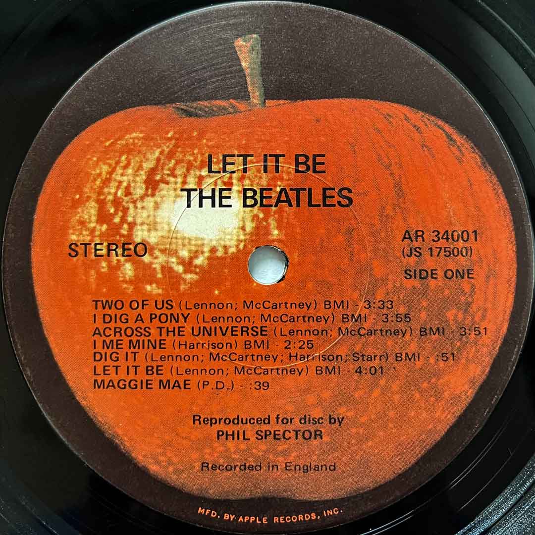 Apple Records – Let It Be label (1970) courtesy of beatlesblogger