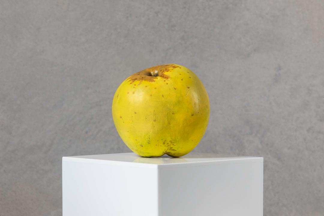Model of Michelin apple by Lottie Sweeney commissioned by Hereford Cider Museum Trust for Apples & People Photography © Bill Bradshaw
