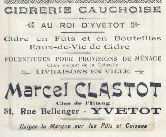 Publicité Clastot 1922 © Archives MGDM CCYN YVETOT