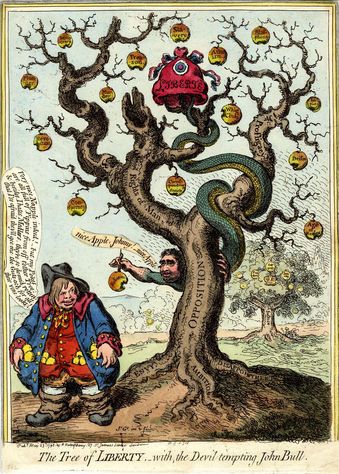 James Gillray - The Tree of Liberty with the Devil tempting John Bull 1798 © Trustees of the British Museum