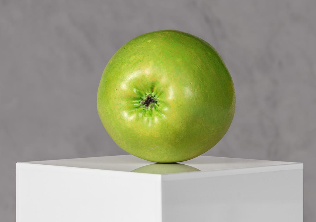 Model of Granny Smith apple by Lottie Sweeney commissioned by Hereford Cider Museum Trust for Apples & People Photography © Paul Ligas Photography paulligas.com