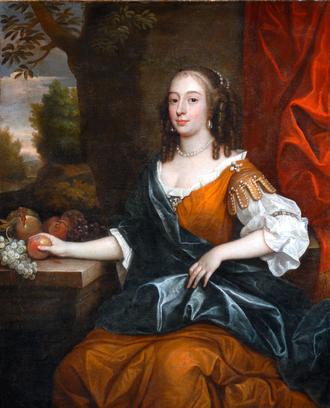 Unknown artist, French School of Mignard - Portrait of a Lady Holding an Apple c1680 Courtesy of The Bowes Museum, Barnard Castle, UK